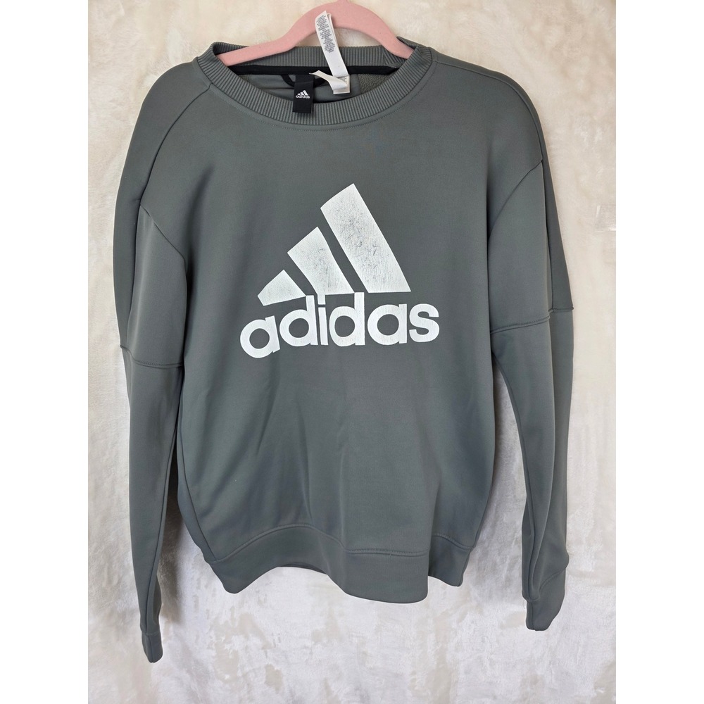 Adidas‎ ClimaWarm Sweatshirt Mens Small Green Pullover Logo Fleece Performance